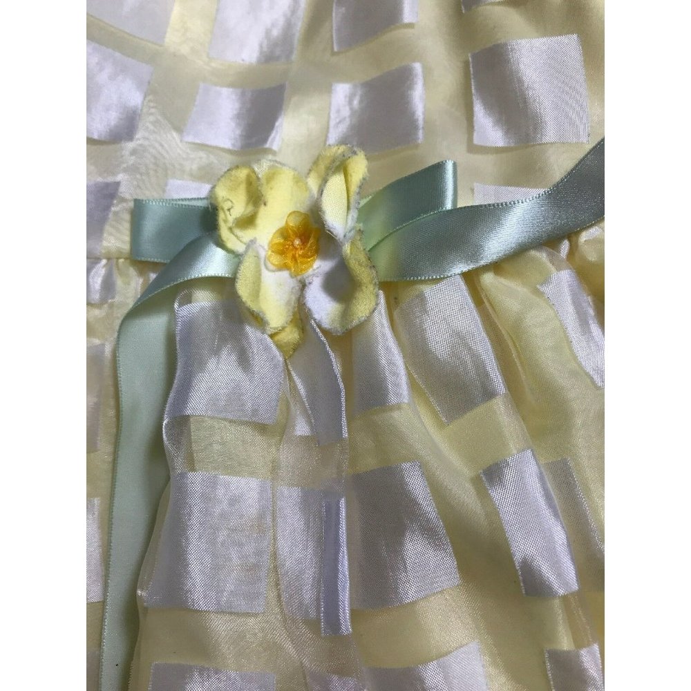 Yellow Dress Size Girl's XS 4/5 Flower & Tie Back Bow Party Holiday Edition - Picture 9 of 12